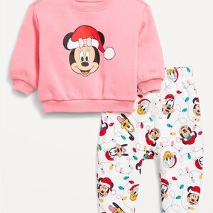 Disney Kids Pink and White Minnie Mouse Pajama Set